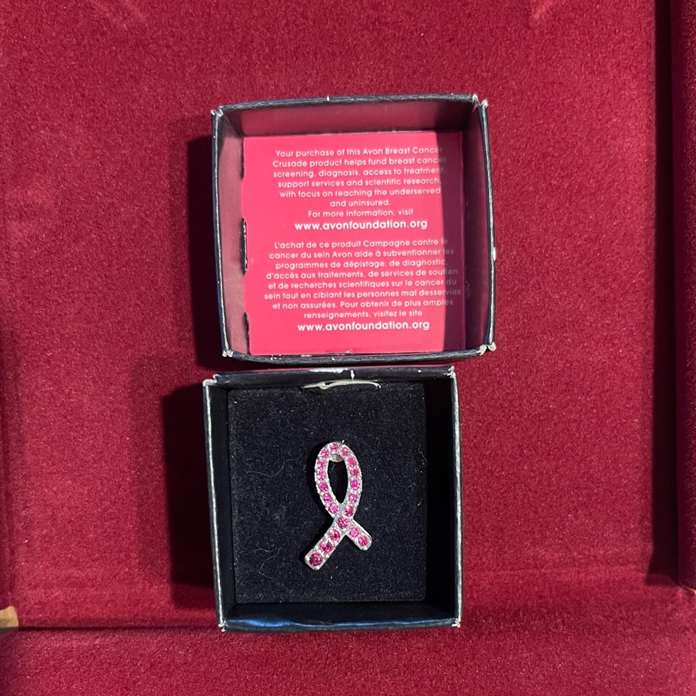 Avon Breast Cancer Pink Stone Ribbon Pin